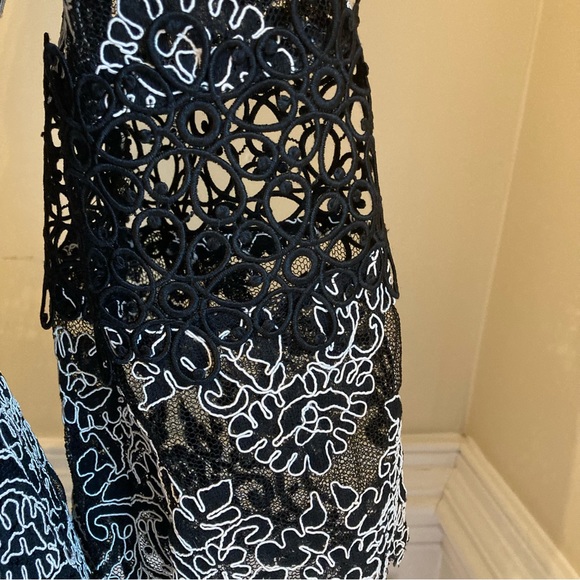 ALEXIS Black White Lace Fit Flare Dress - Picture 4 of 10
